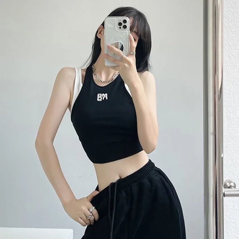 Summer Women Versatile Outside Designer Vest Lady Vacation Color Blocking Tops Female Comfortable Streetwear Gothic Clothes