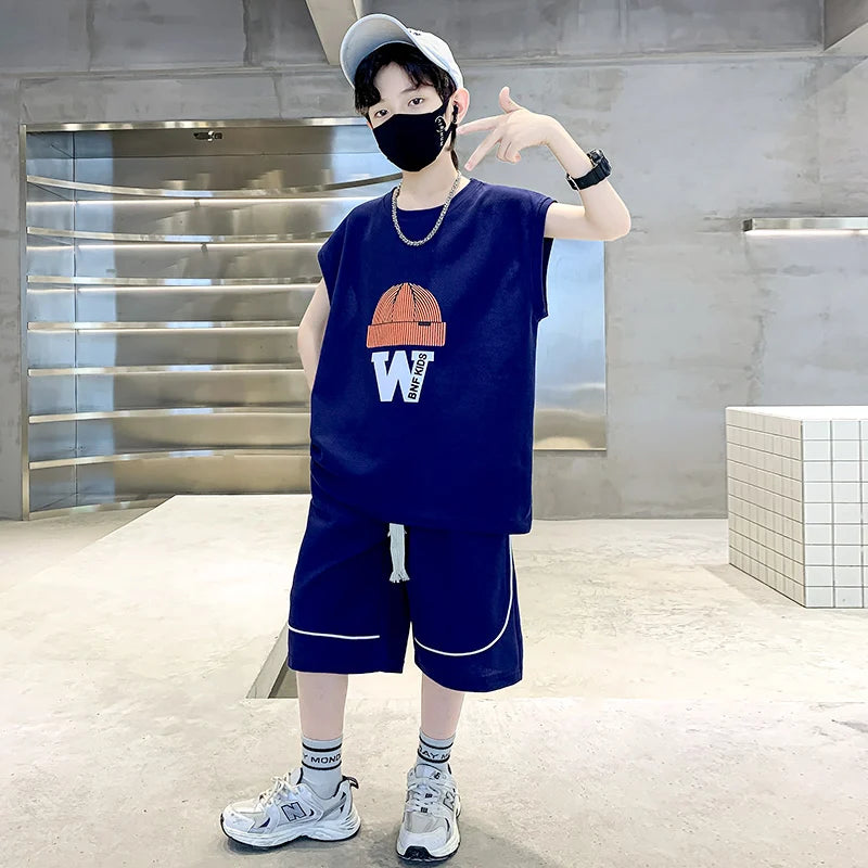 Kids New Summer Printed Clothing Set For Boys Casual Short Sleeve T-shirt Shorts 2 Pieces Tracksuit Costume Fashion Child Outfit
