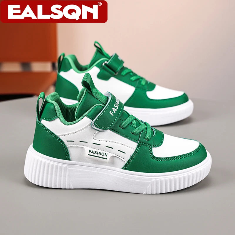 Kids PU Leather Sneakers Casual Basketball Shoes for Boys Trendy Sports Trainers Breathable Non-slip Children Footwear