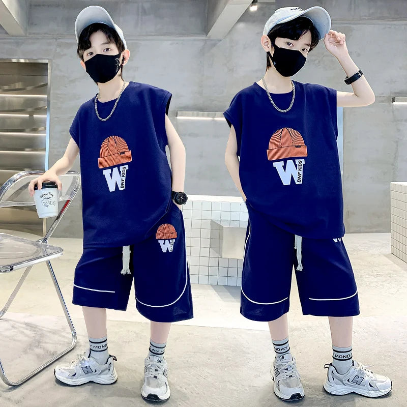 Kids New Summer Printed Clothing Set For Boys Casual Short Sleeve T-shirt Shorts 2 Pieces Tracksuit Costume Fashion Child Outfit