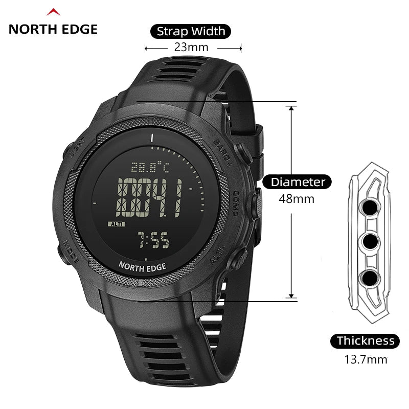 NORTH EDGE VERTICO Men's Digital Watch Carbon Fiber Case Smart Watch For Man Sports WR50M Watch Altimeter Barometer Compass